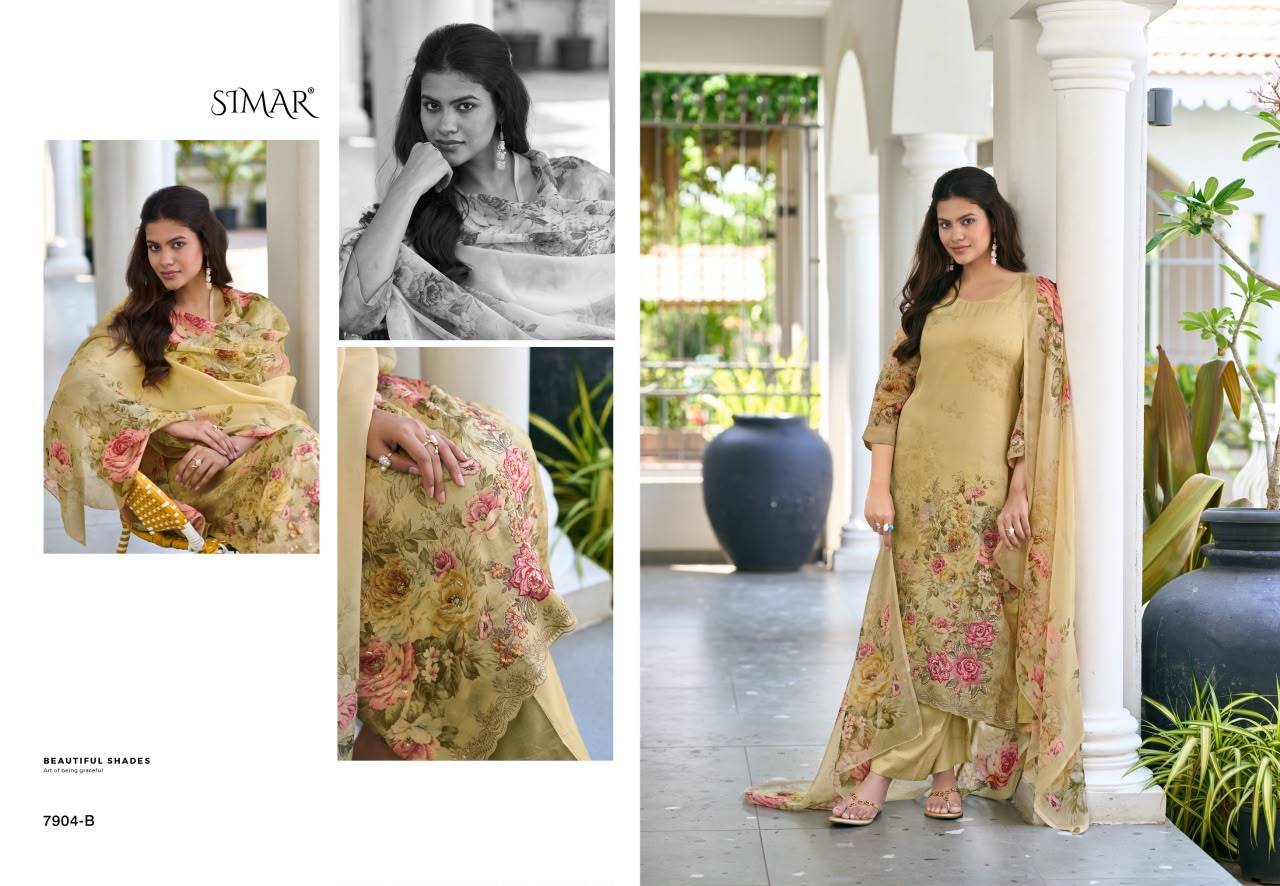 Elnaaz By Glossy 7904 Series Stylish Beautiful Colourful Twill Organza Dresses At Wholesale Price